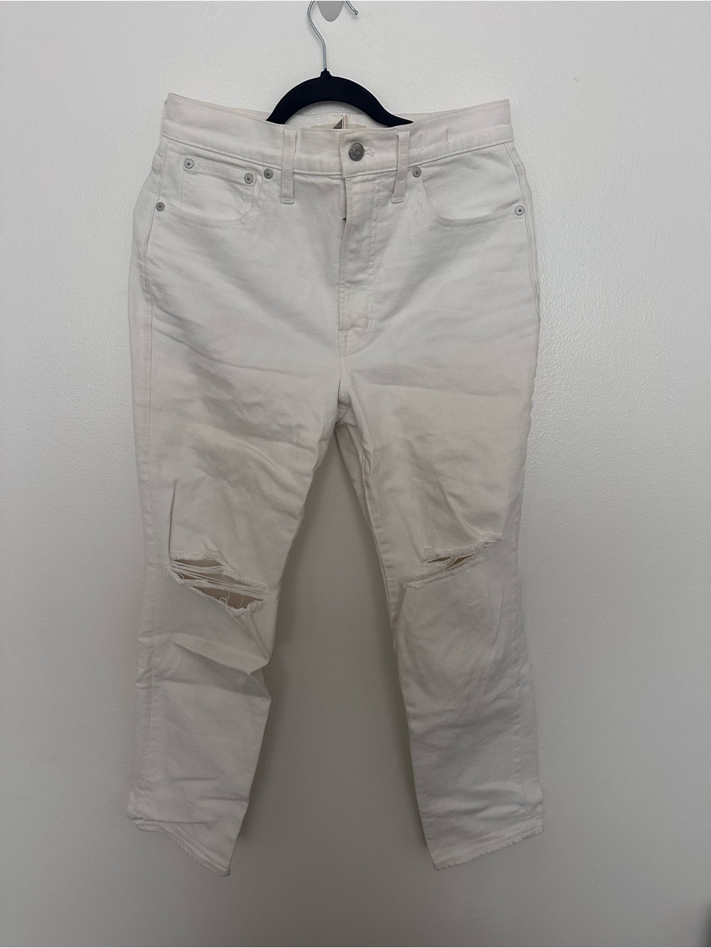 Madewell White Distressed Perfect Vintage Jeans